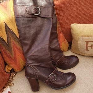 Born brown leather knee high boots.